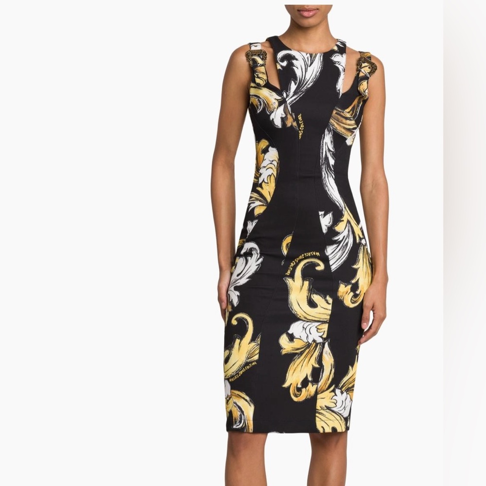 Versace Collection Black and Gold Patterned Dress - Picture 2 of 7